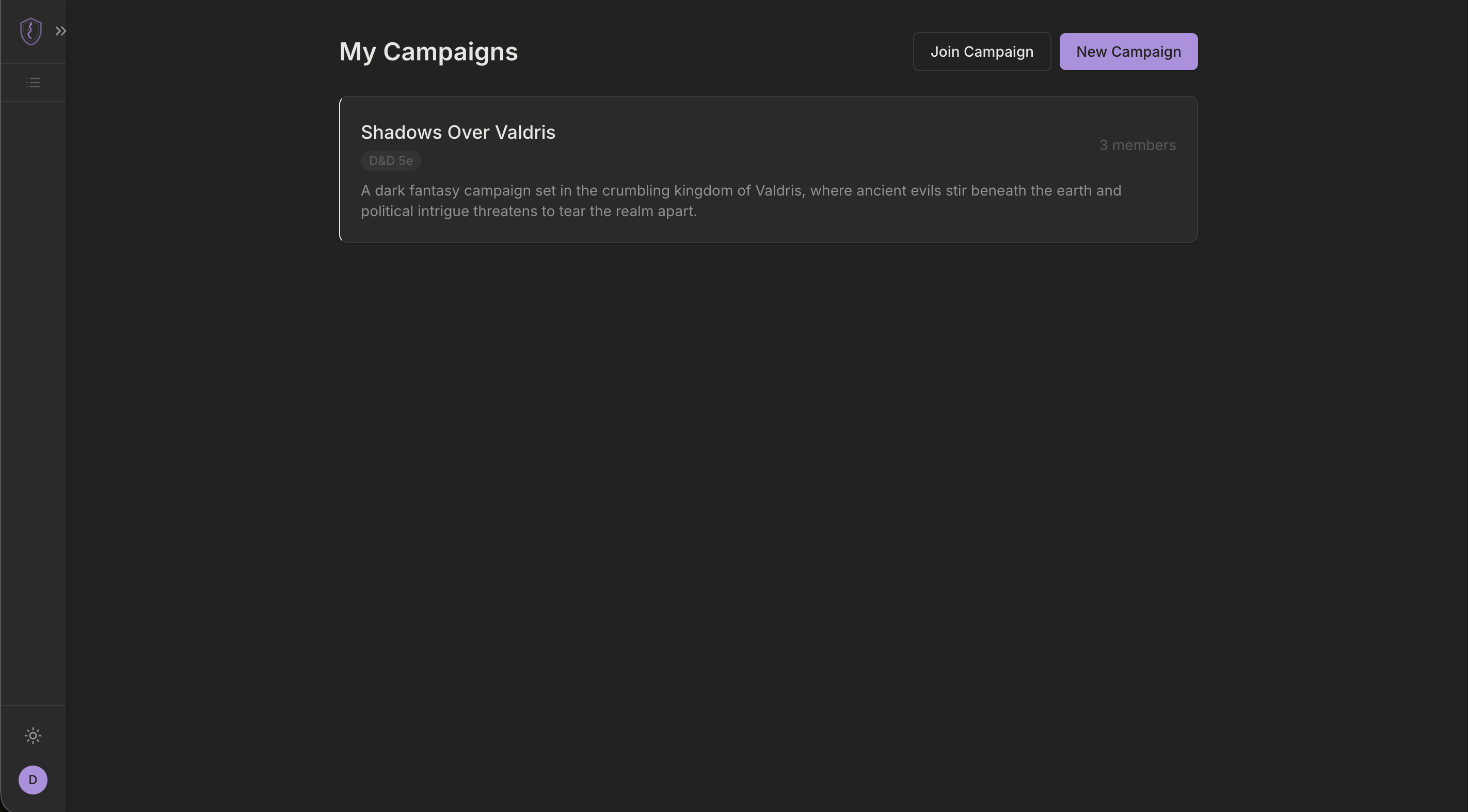 My campaigns list